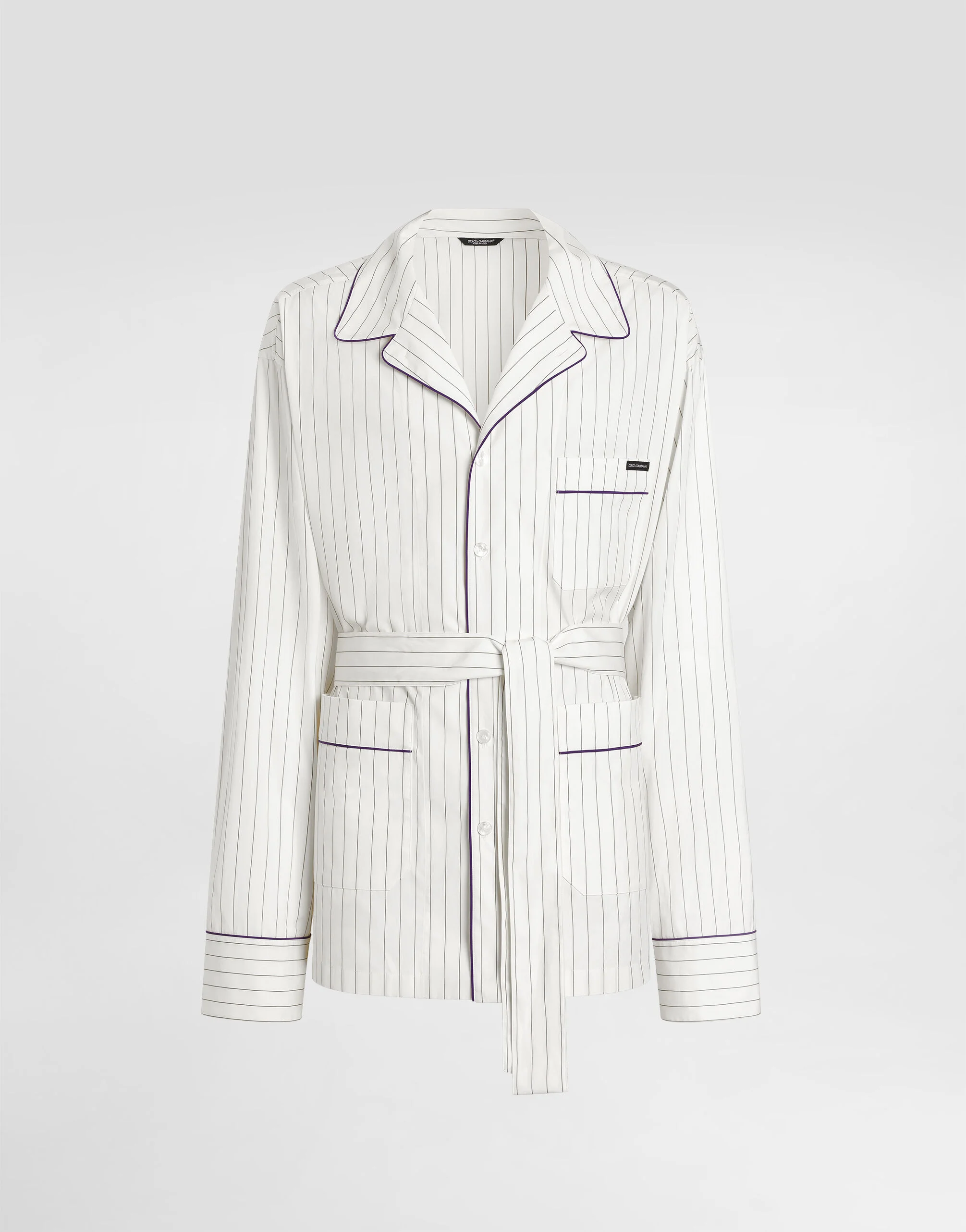 Striped poplin vanity robe - 1
