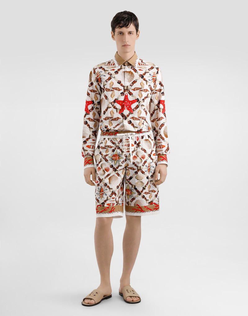Dolce & Gabbana Shell-print cotton poplin martini shirt outlook