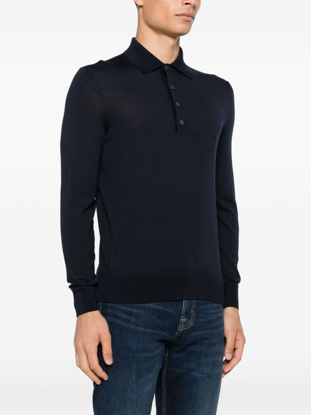long-sleeve button-placket polo shirt - 3