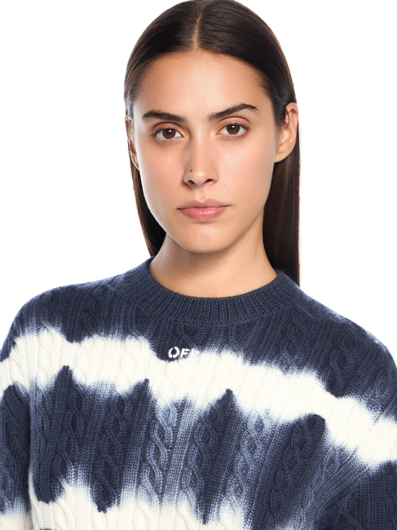 Tiedye Cable Crop Crewneck Sweater 5