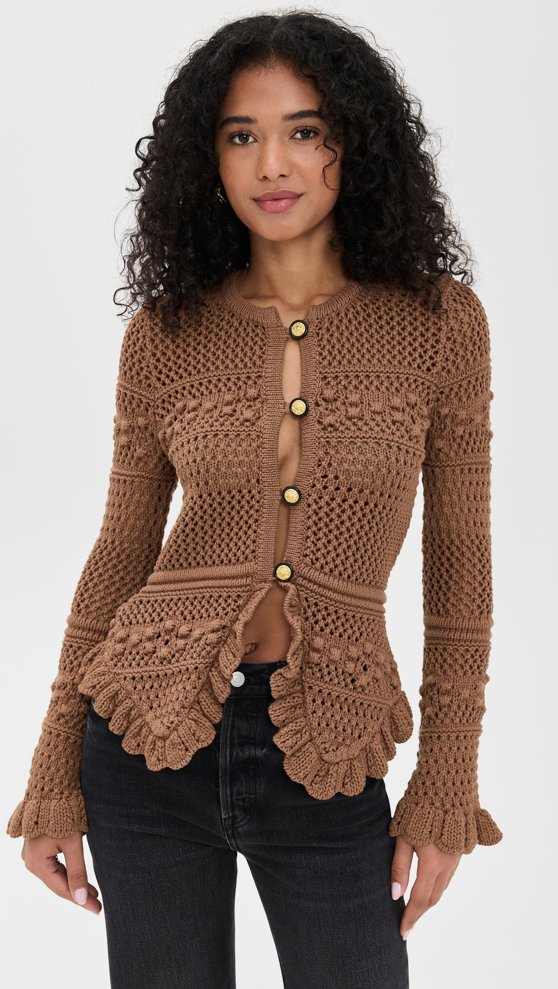 Kiva Open Stitch Ruffle Cardigan - 6