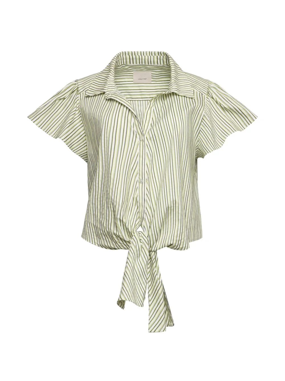 striped flutter-sleeve blouse - 1
