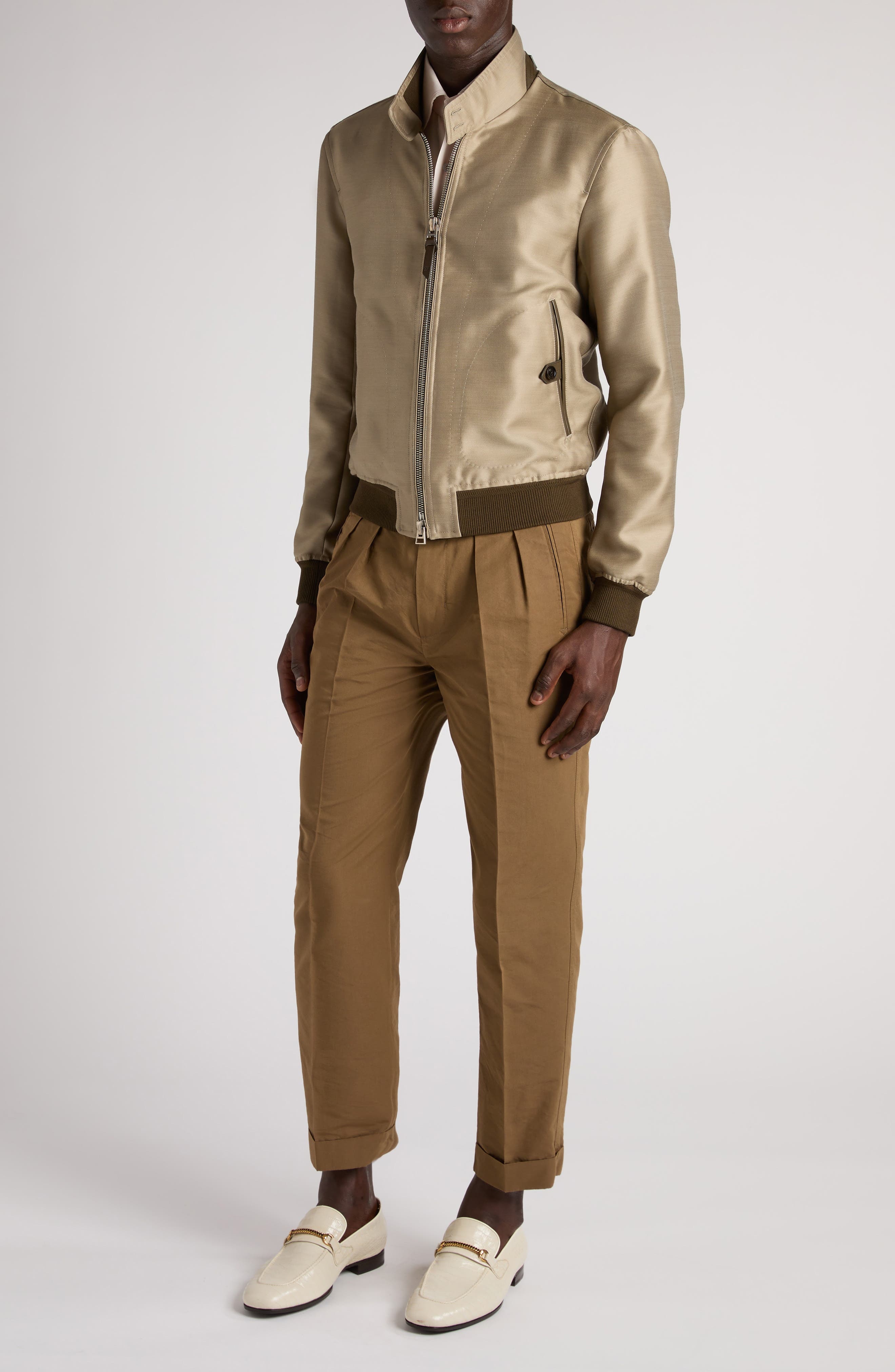 TOM FORD Wool Blend Twill Harrington Jacket in Fg796 Soft Military at Nordstrom - 2