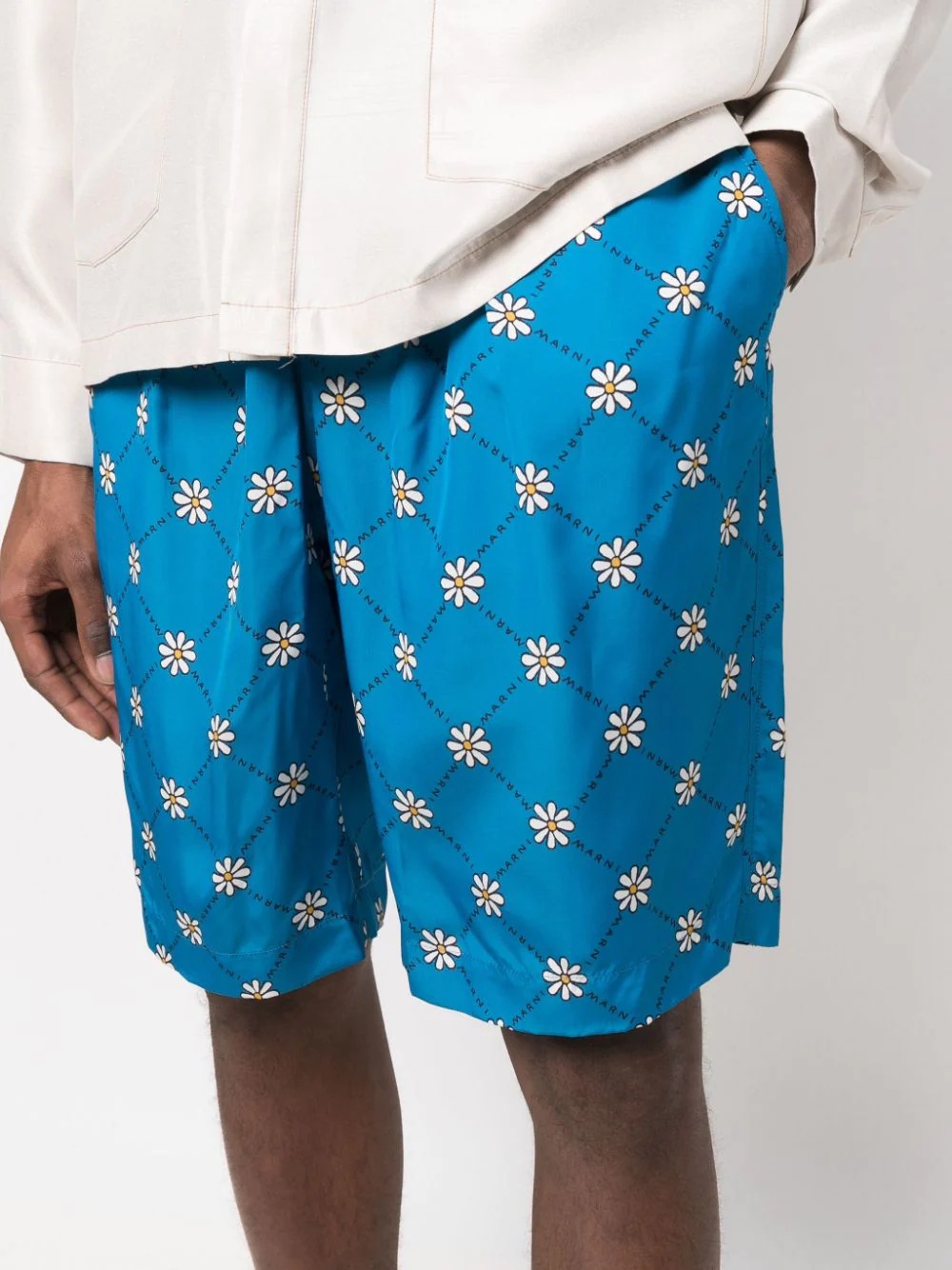 daisy-print track shorts - 5