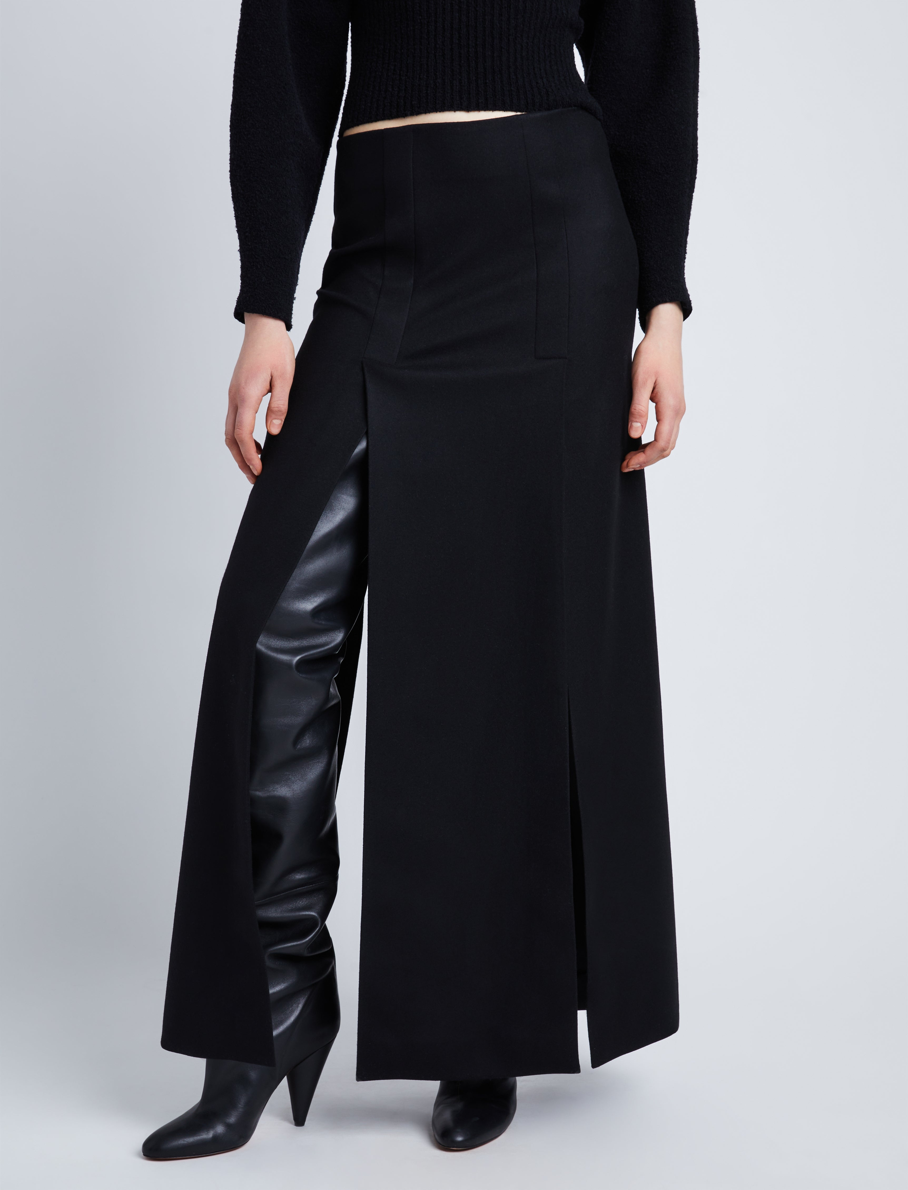 Wool Felt Slit Skirt - 5