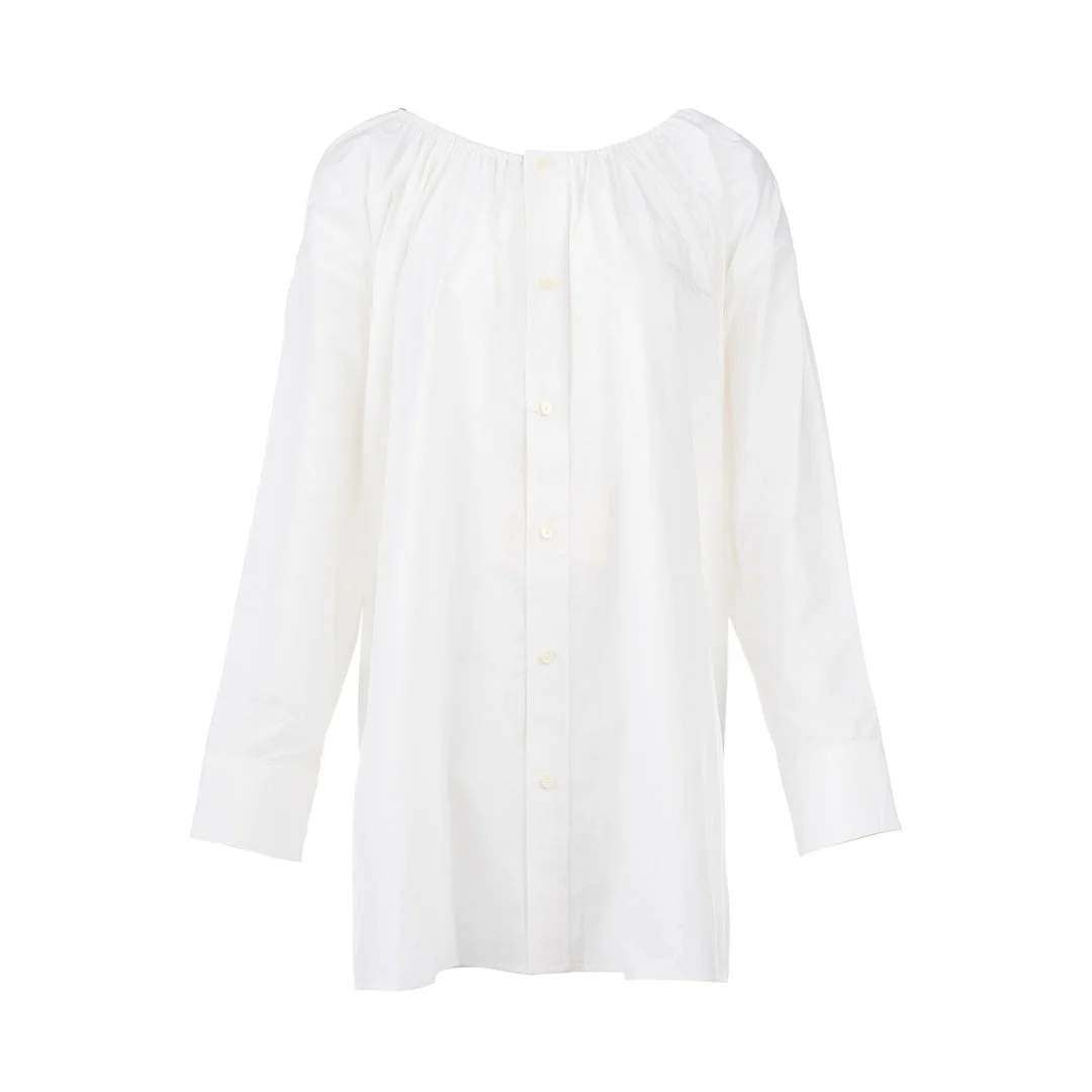 Button Down Scoop Neck Shirt Dress - 1