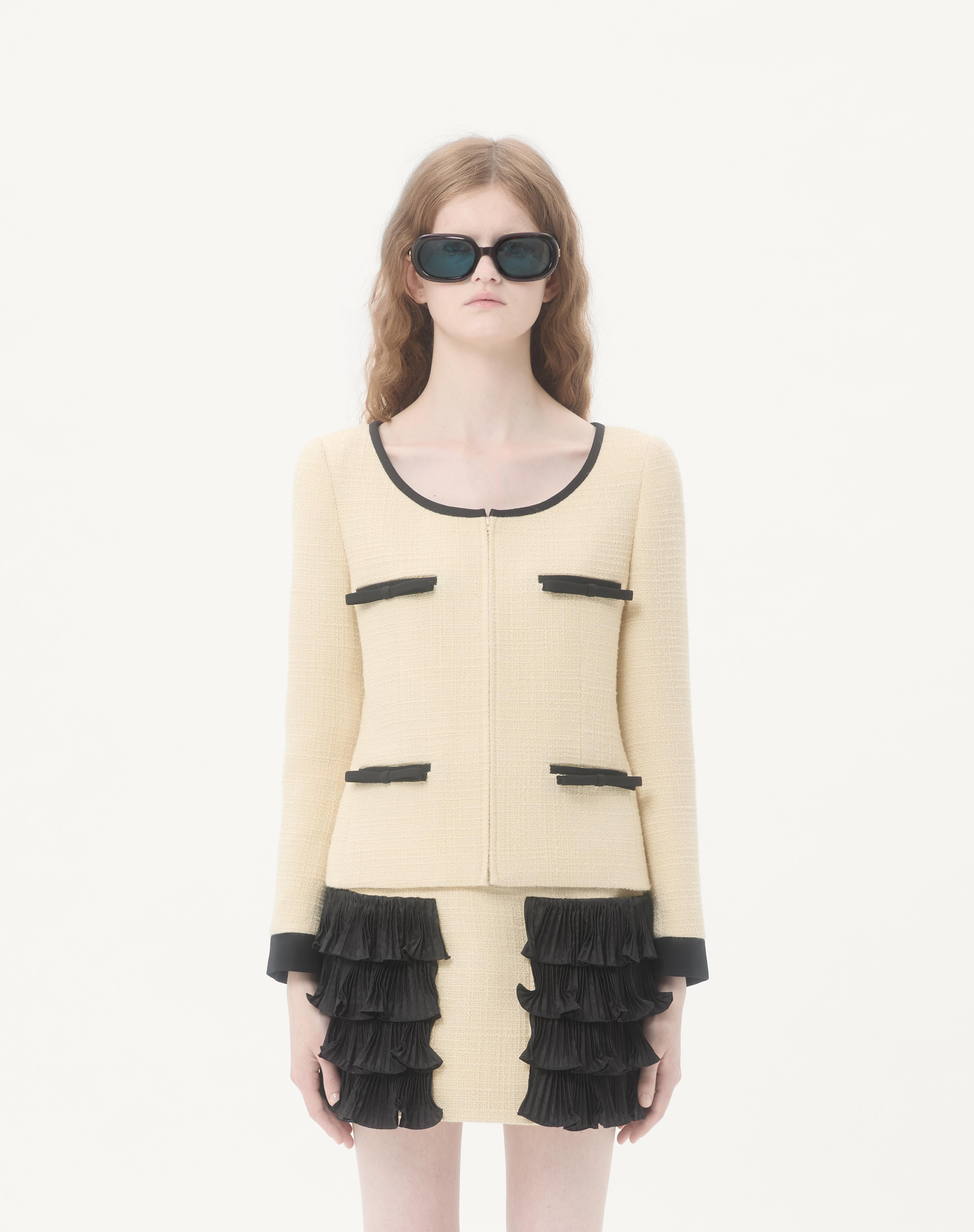 PLAIN WOOL TWEED JACKET - 5