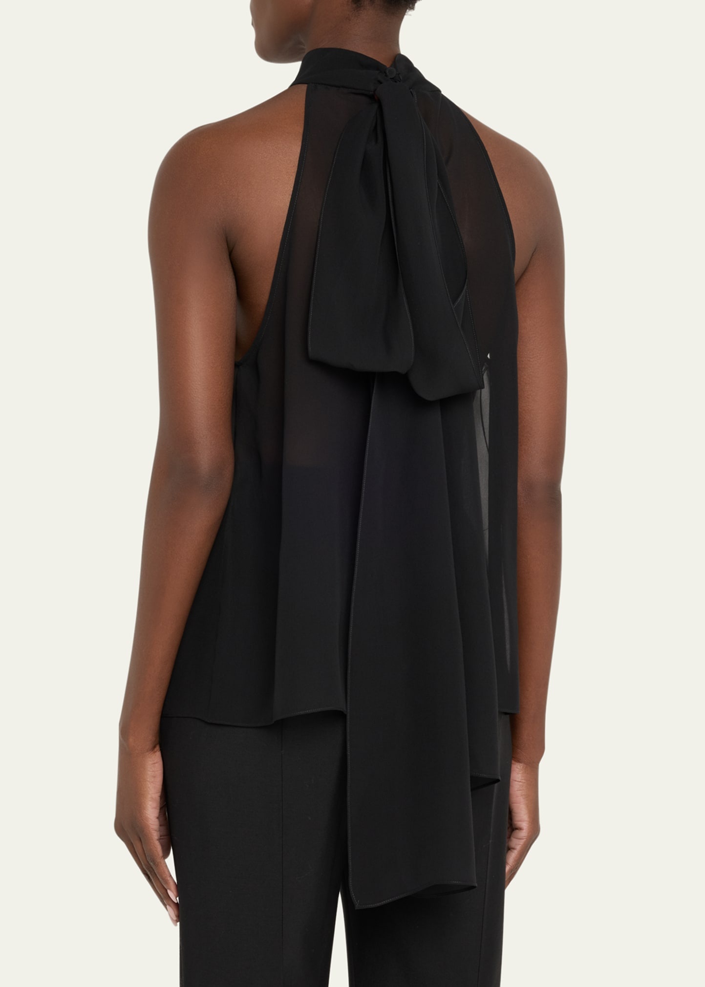 Silk Tie-Neck Halter Blouse - 3