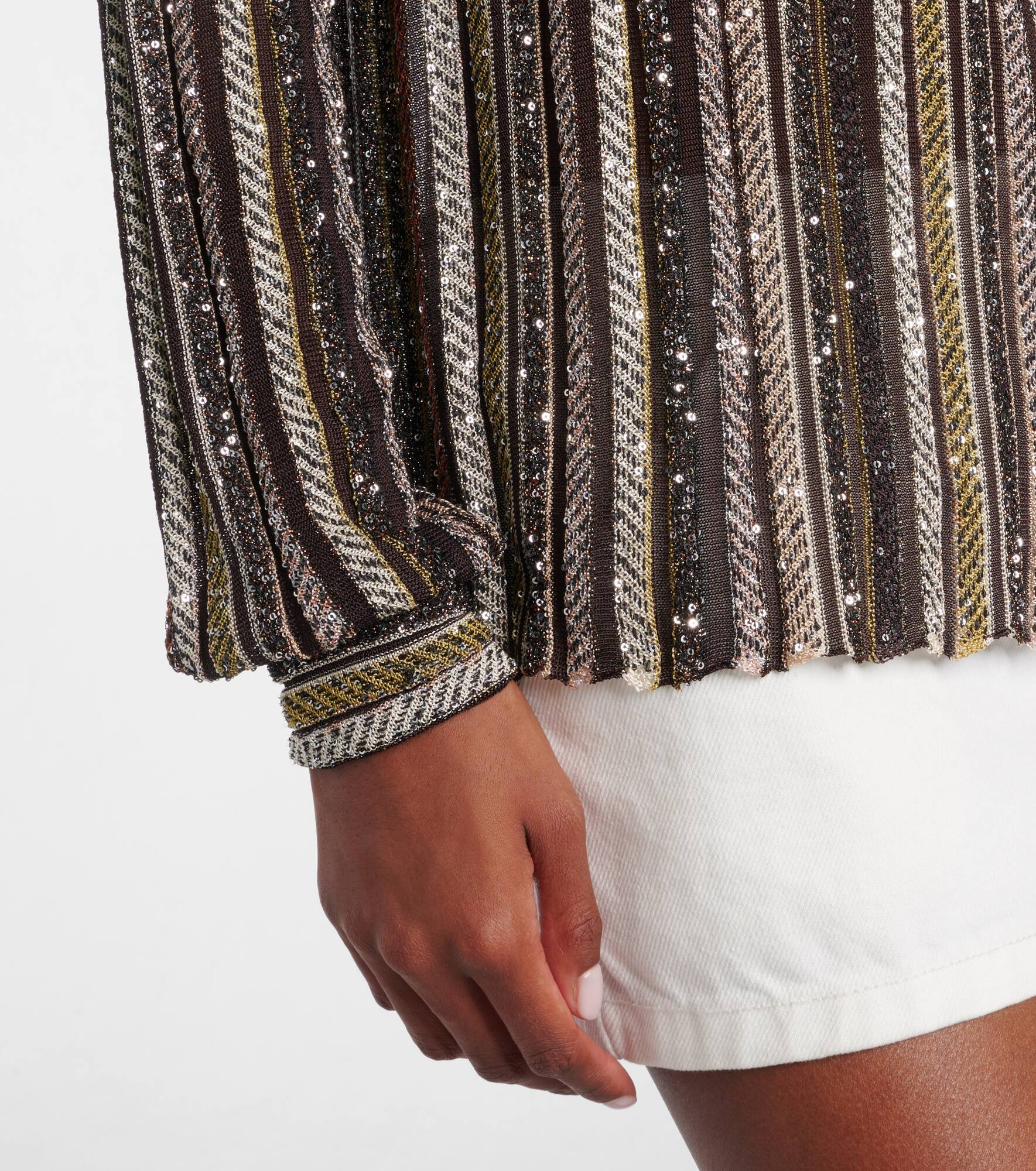 Striped lamé Henley shirt - 5