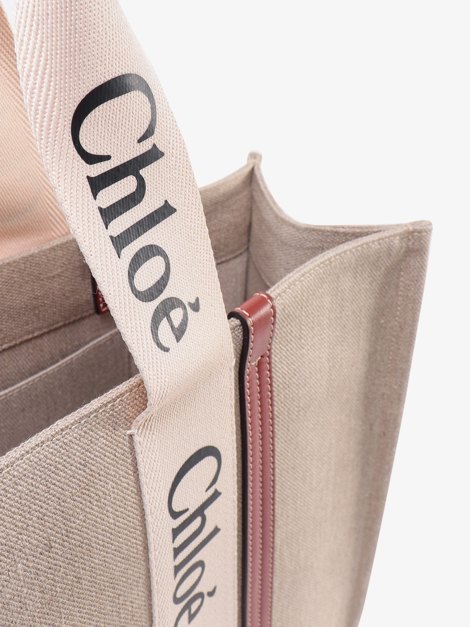 Chloe' Women Linen Shoulder Bag With Logo Print. This Bag Is Made With Lower Environmental Impact Ma - 5