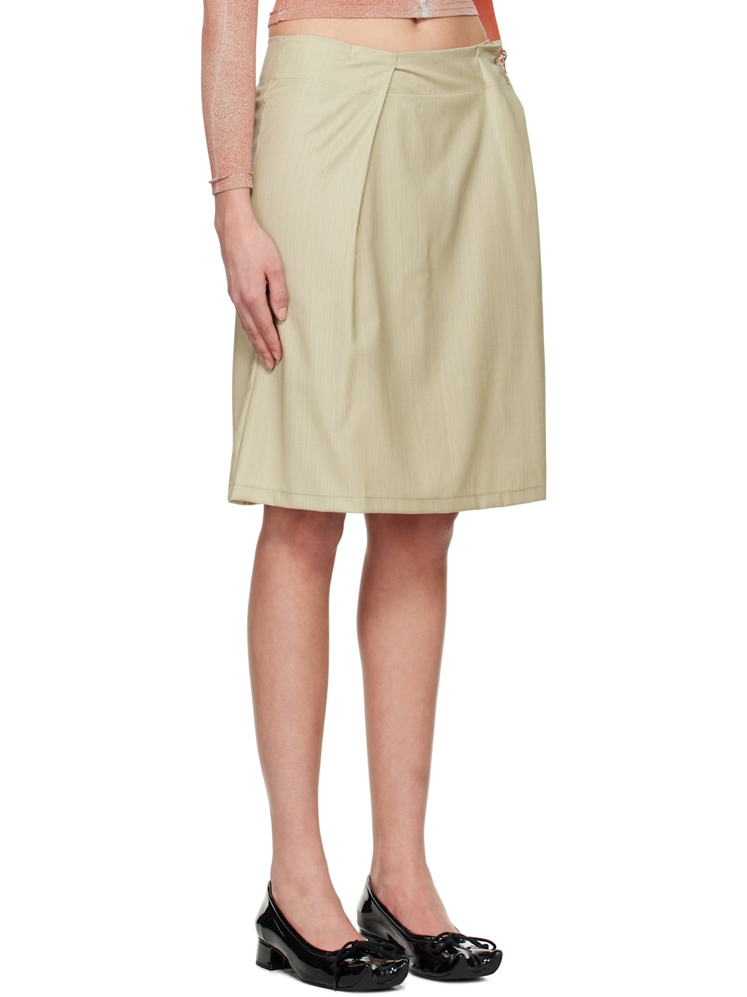 Beige Jewel Rudder Midi Skirt - 2
