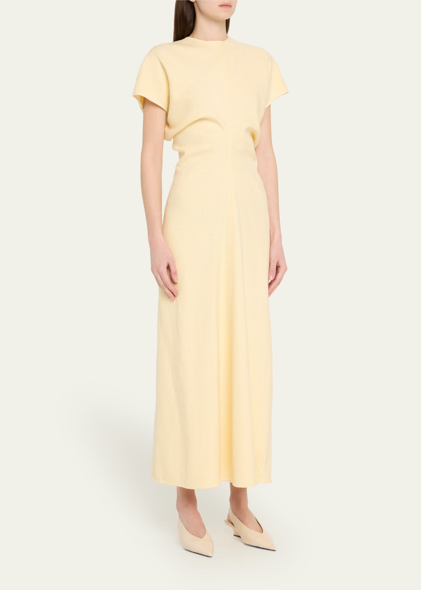 Slouch Waist Short-Sleeve Ankle Dress - 4