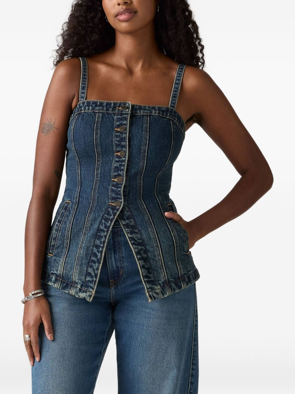 button-front denim top - 2