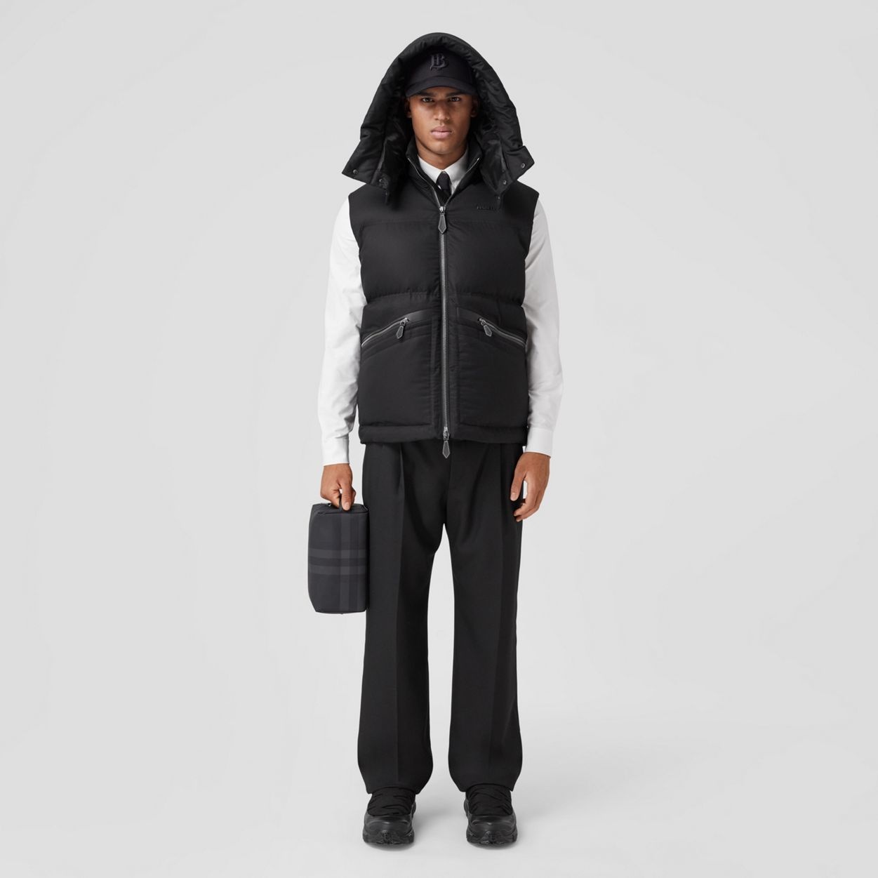 Detachable Hood Cotton Gabardine Gilet - 6