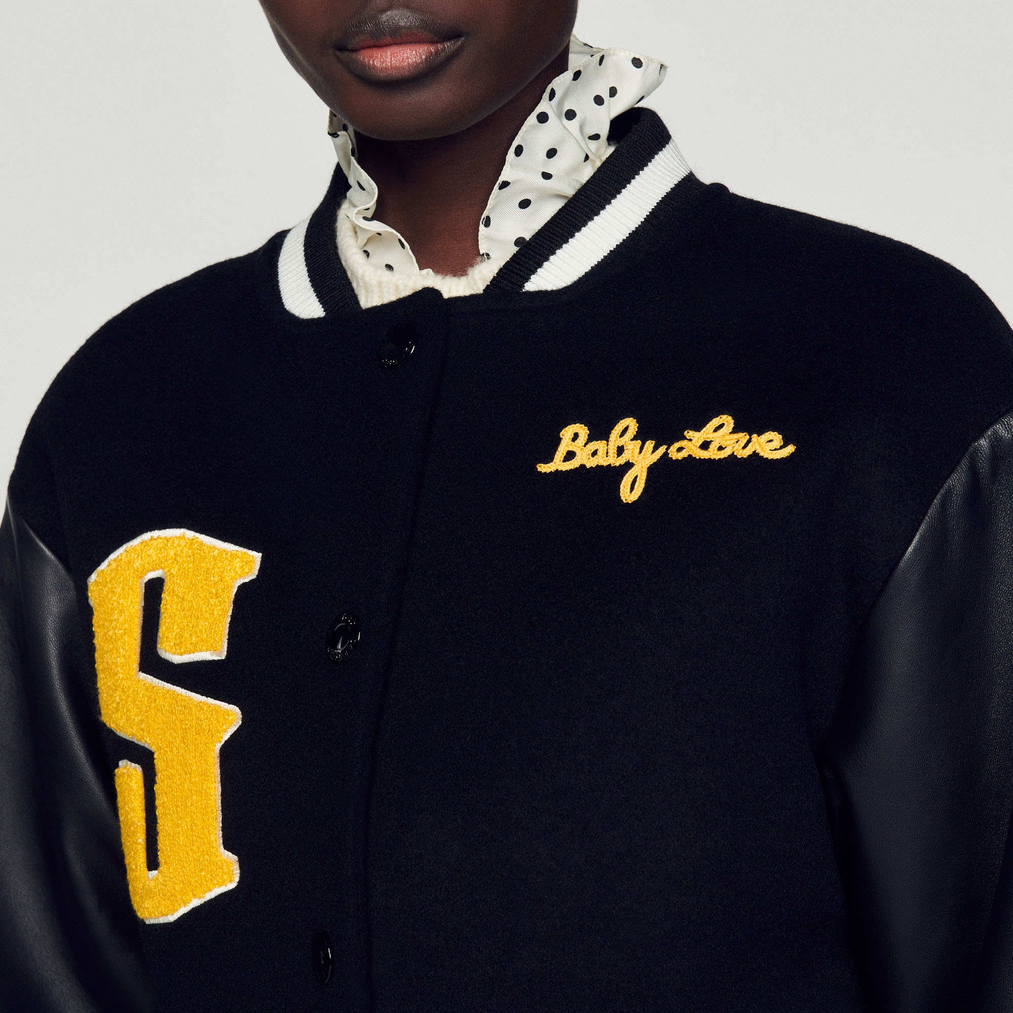 Wool and leather varsity jacket - 4