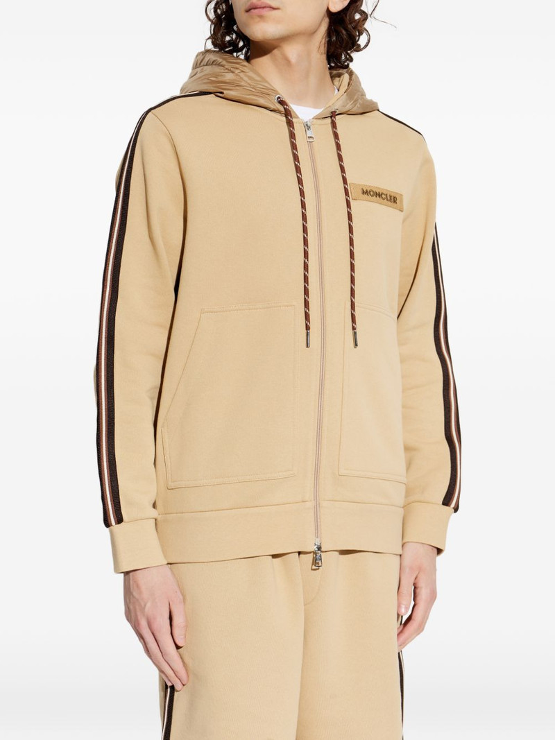 striped logo-detail zip-up cotton hoodie 3