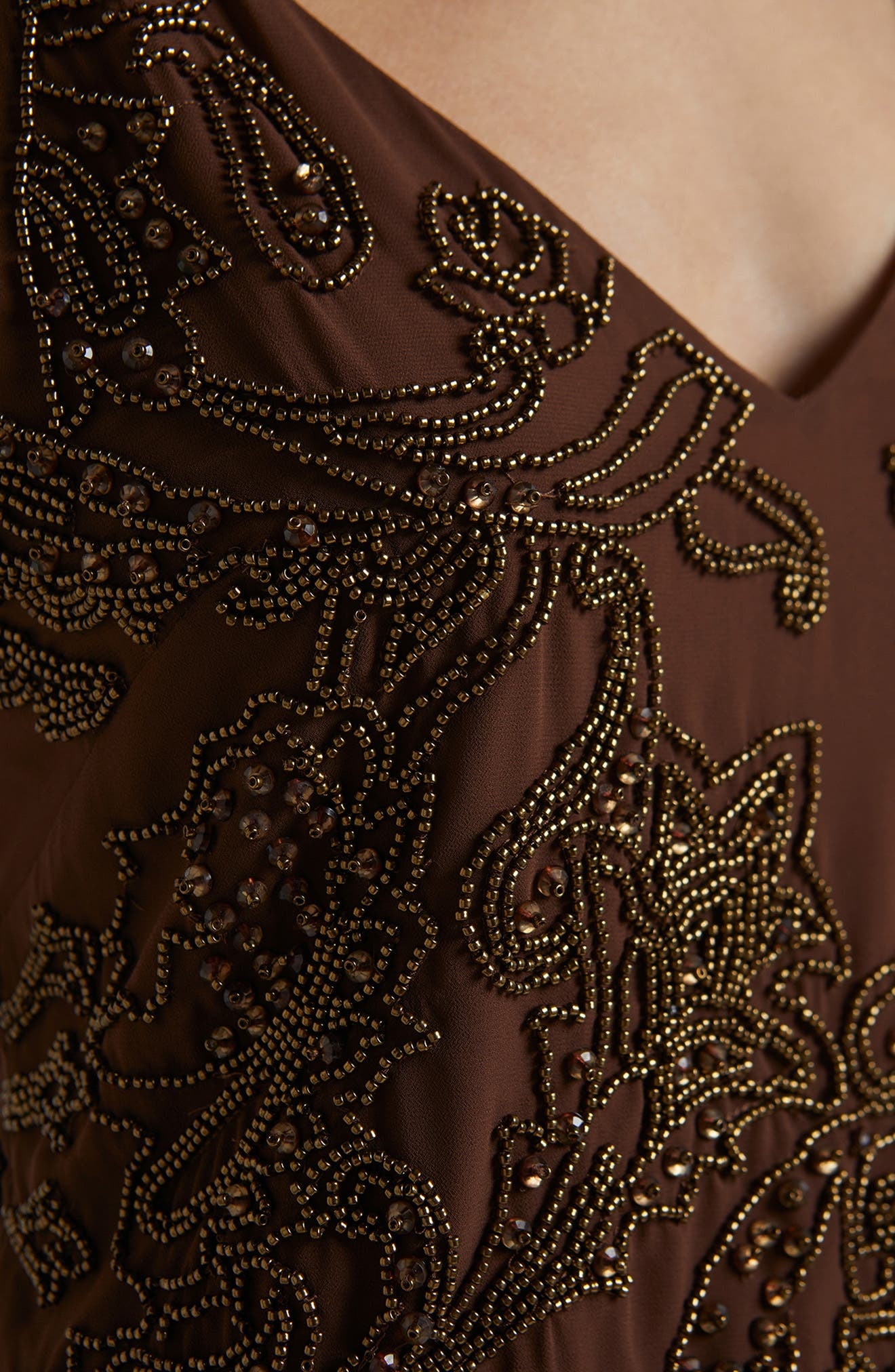 L'AGENCE Kass Beaded Chiffon Camisole in Pinecone at Nordstrom - 4