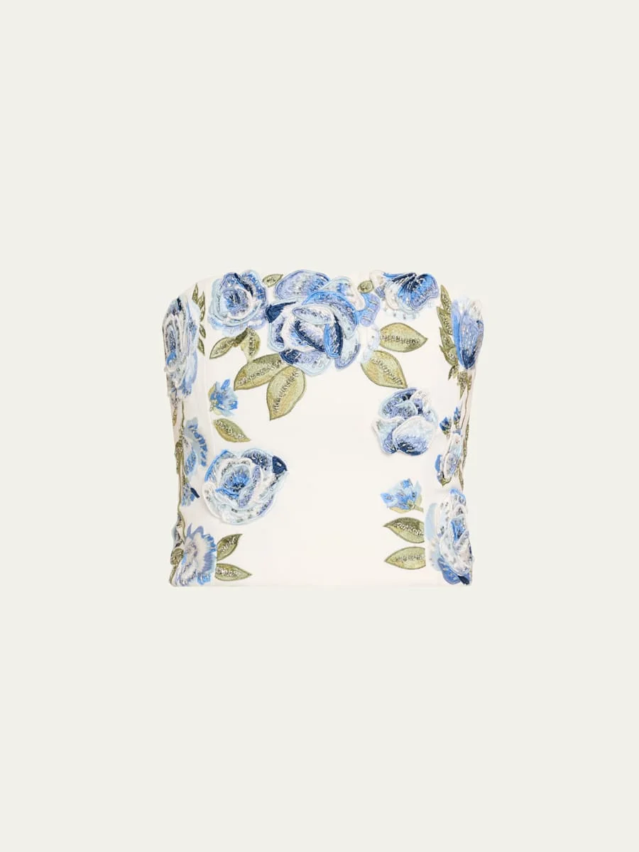 Cece Floral Embellished Cropped Top - 1