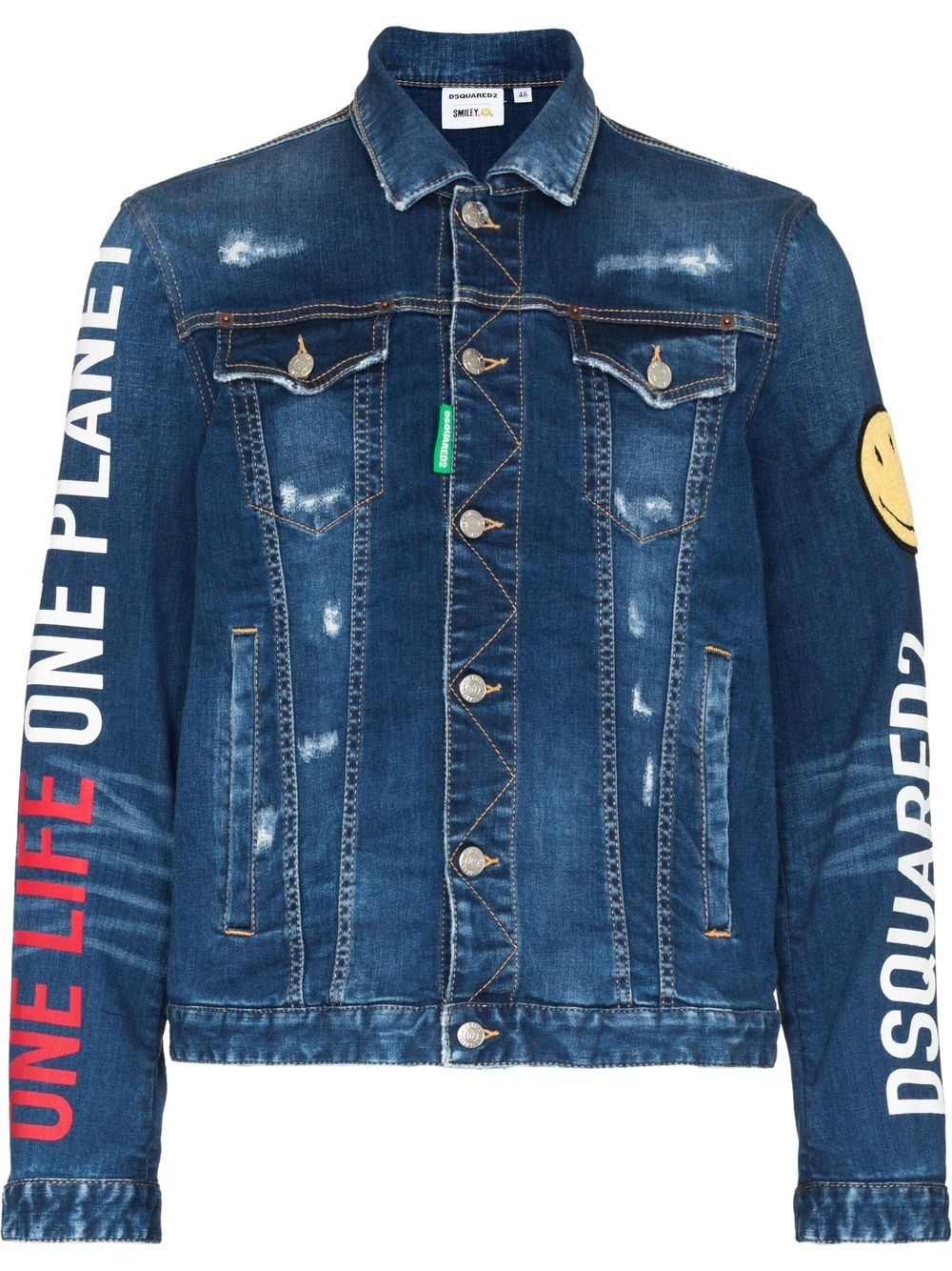 graphic-print denim jacket - 1