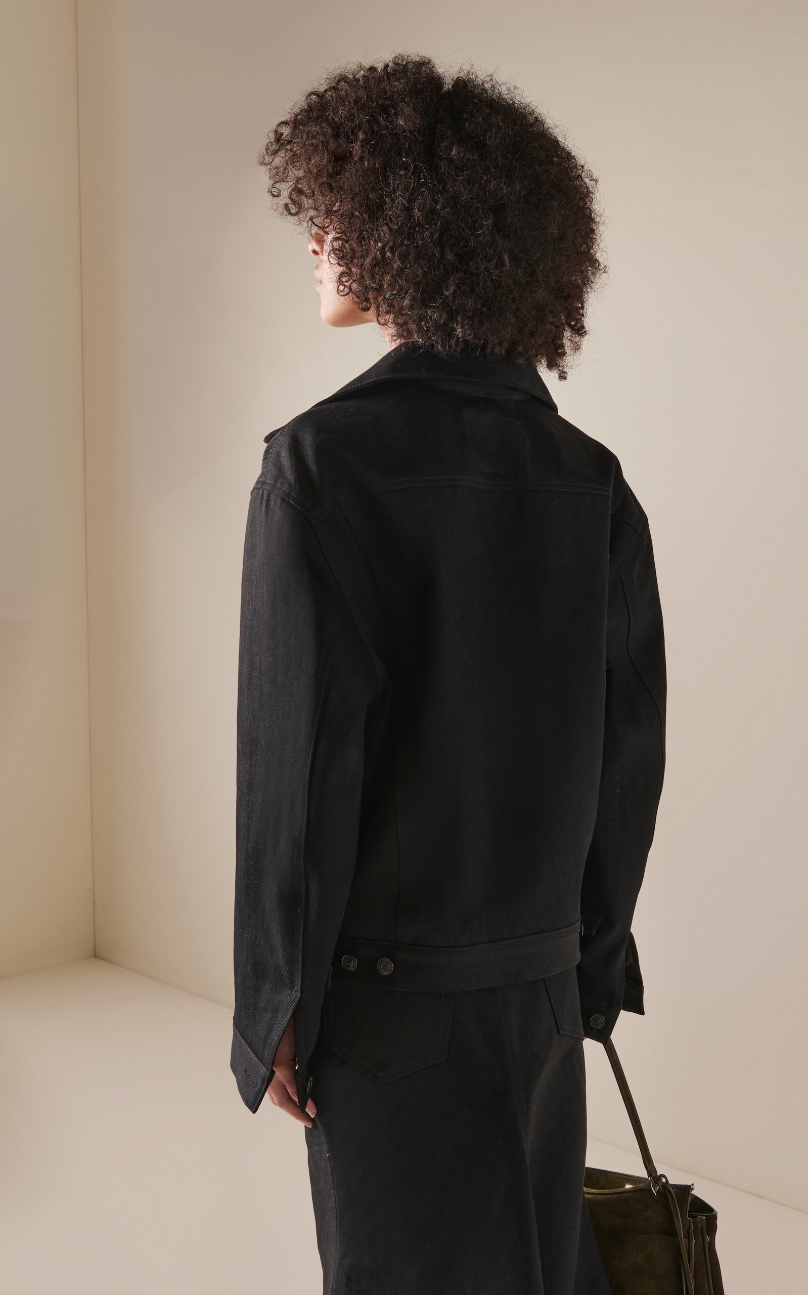 Standing Waxed Denim Jacket black - 4