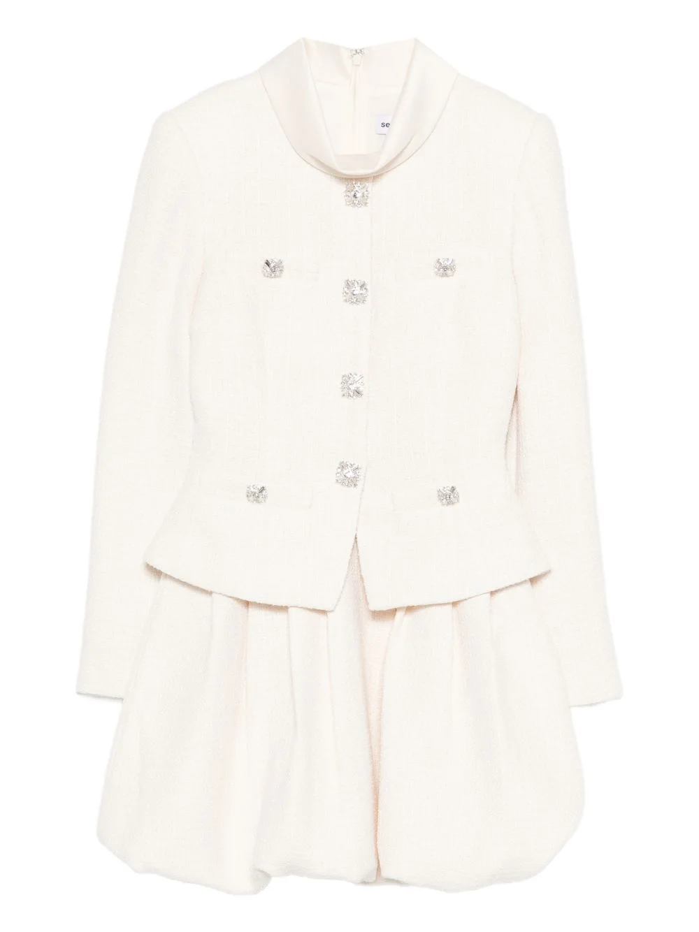 bouclé collared mini dress - 1