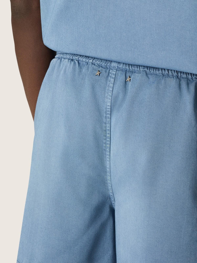 Unisex shorts in light blue cotton twill 4