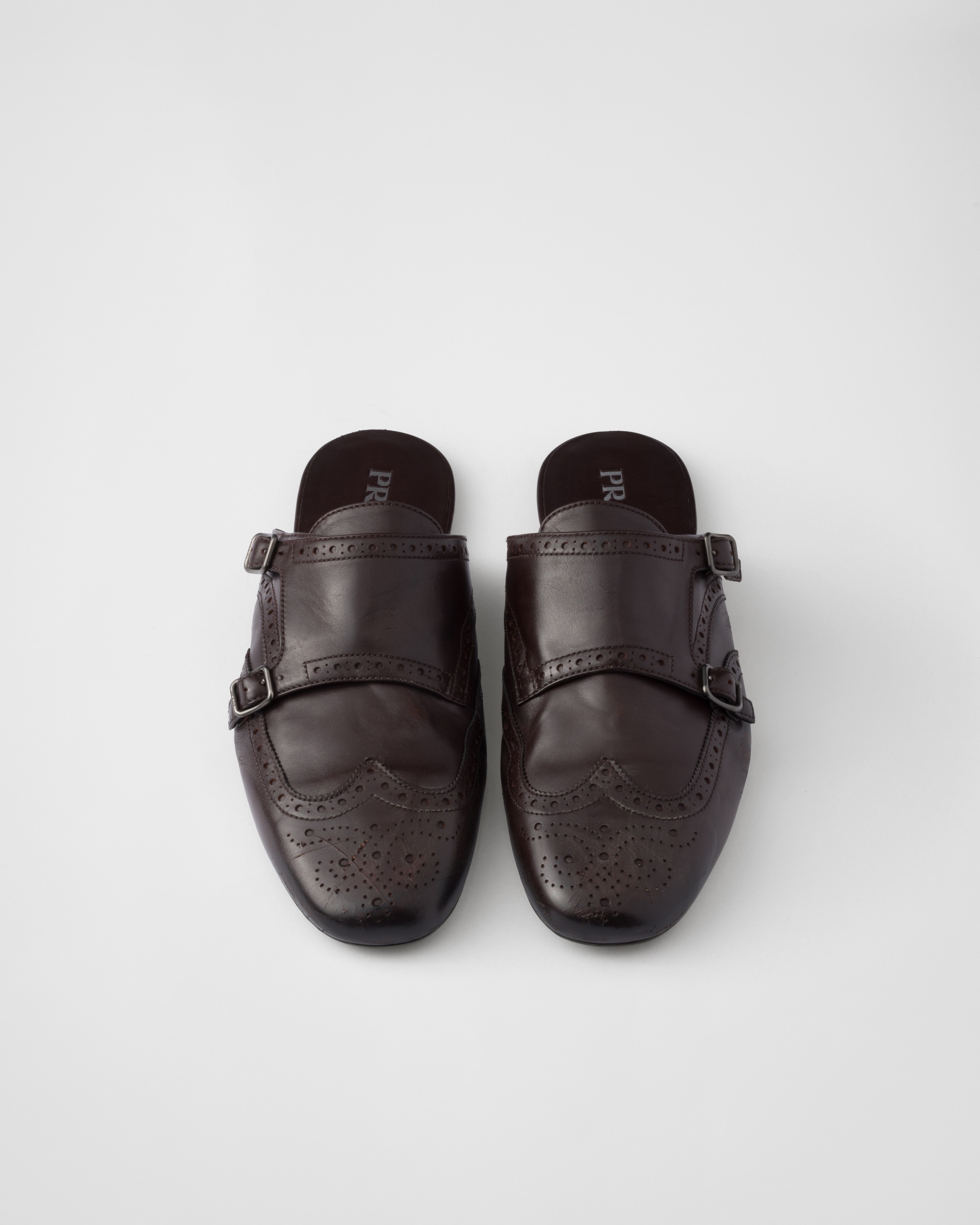 Double monk strap leather mules - 3