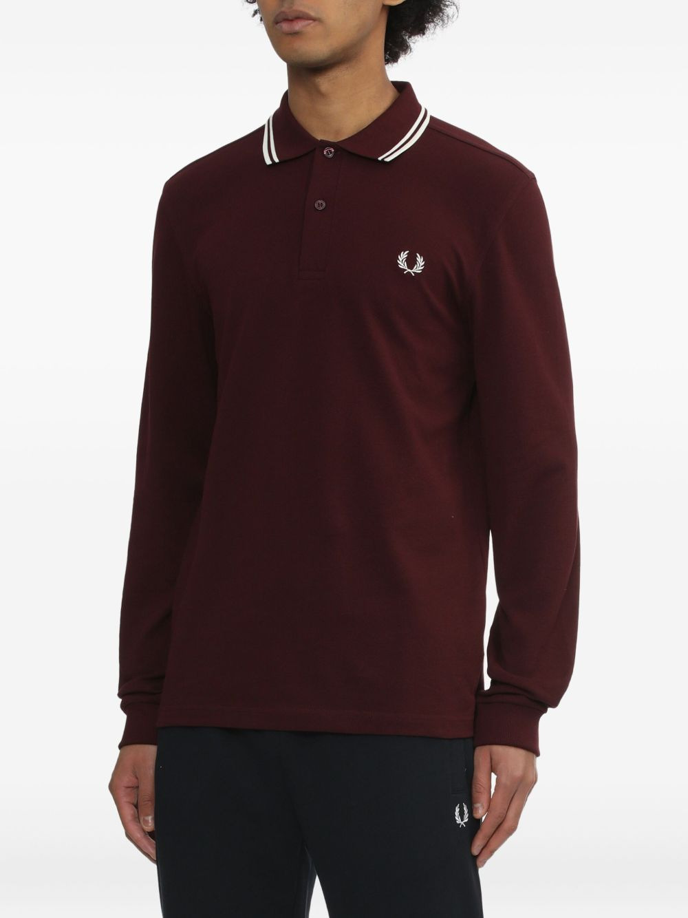 tipped-collar long-sleeve polo shirt - 3