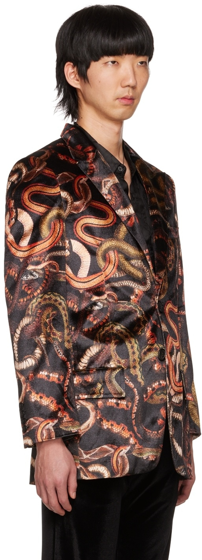 LU'U DAN Black Snake Print Blazer outlook