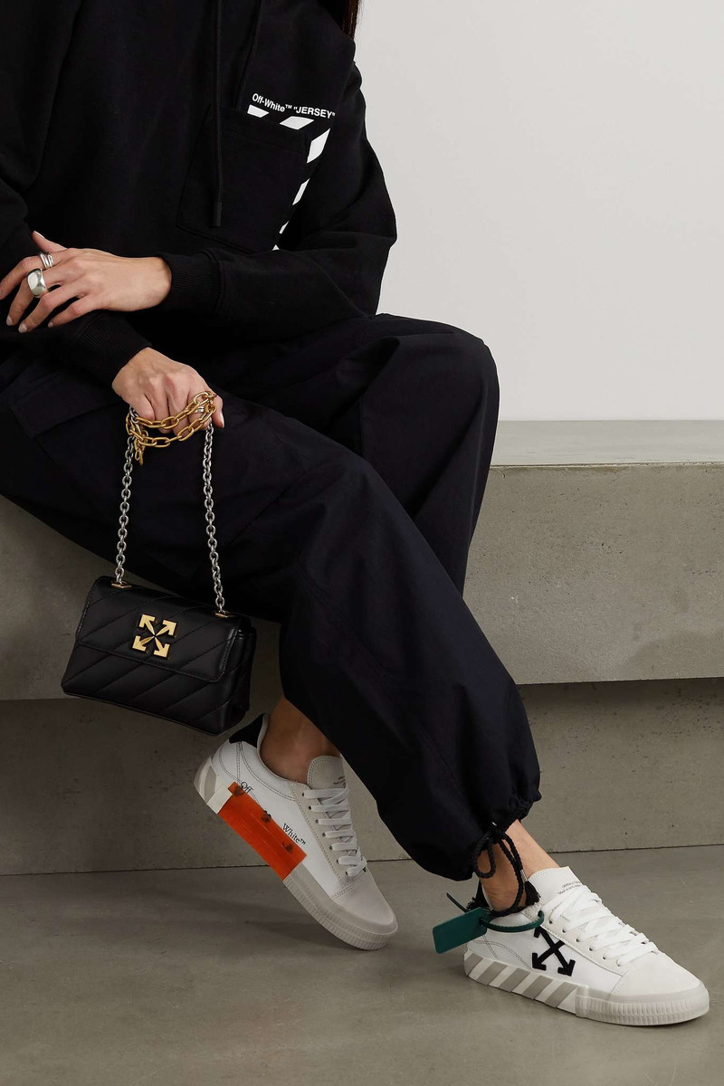Off-White Low Vulcanized logo-appliquéd rubber-trimmed textured-leather sneakers outlook