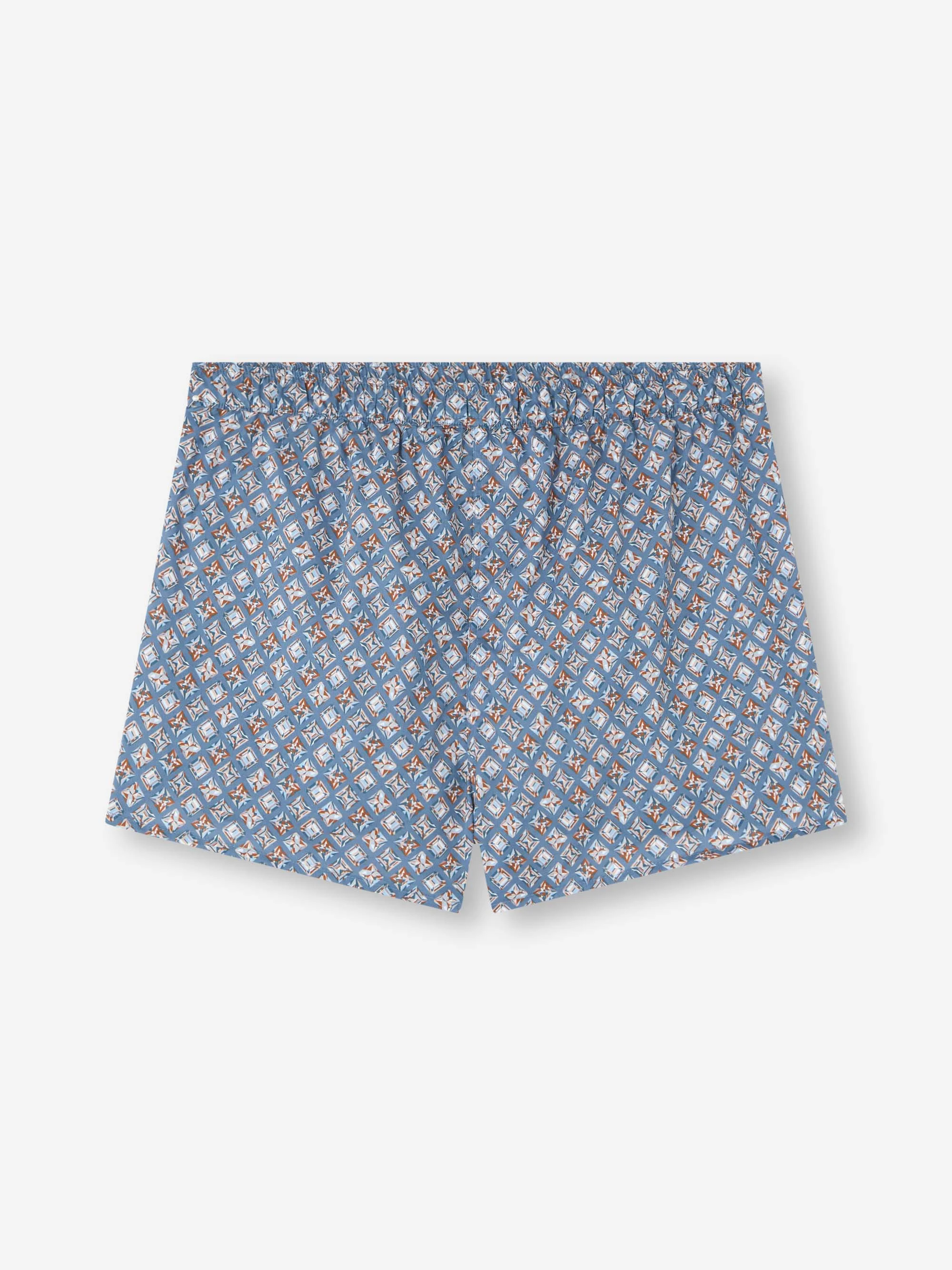 Men's Modern Fit Boxers Cotton Batiste Blue Multicolor Diamond Print - 1