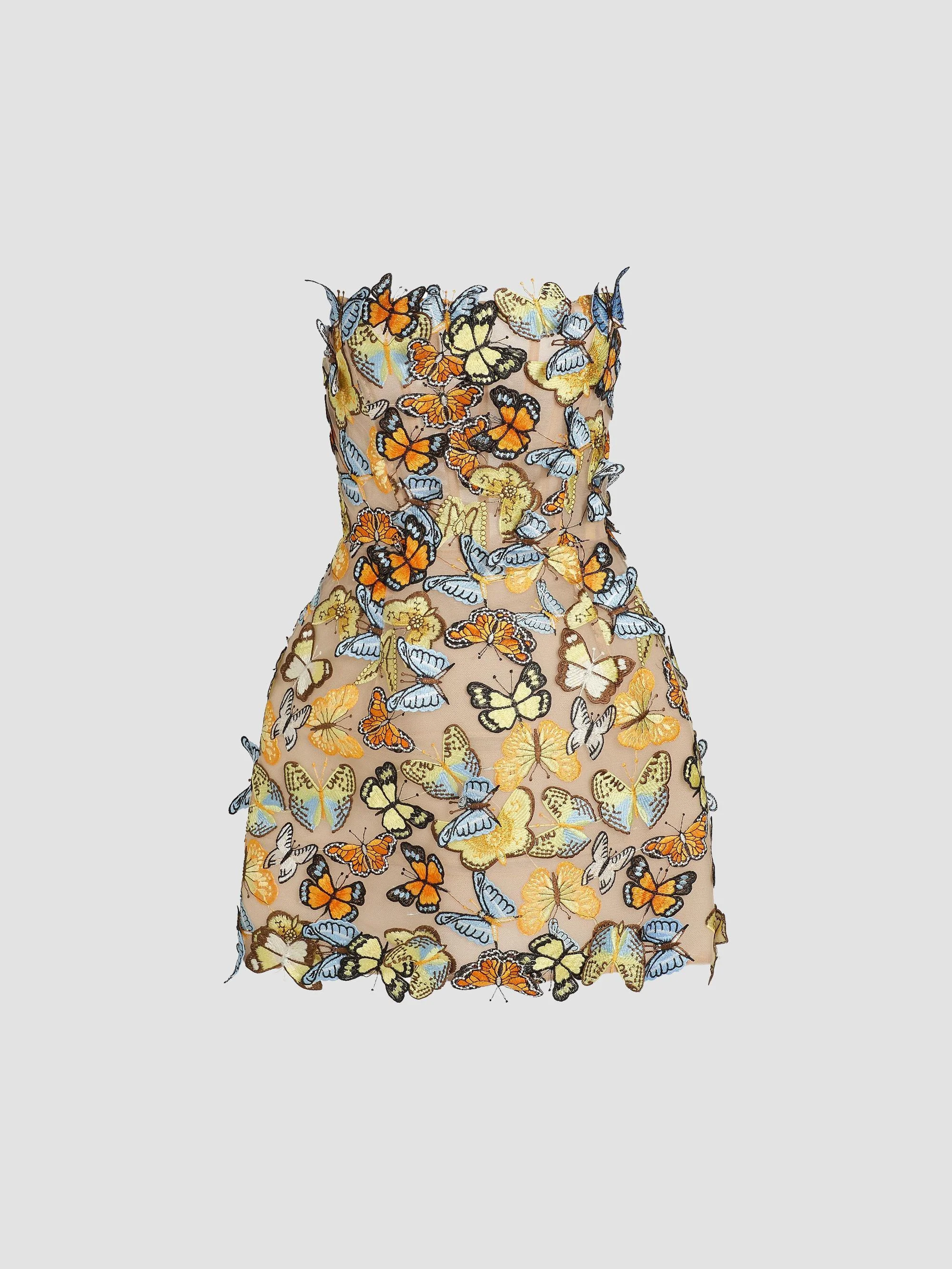 Women's Bella 3D Butterfly Maraya Strapless Minidress - Multi - 1