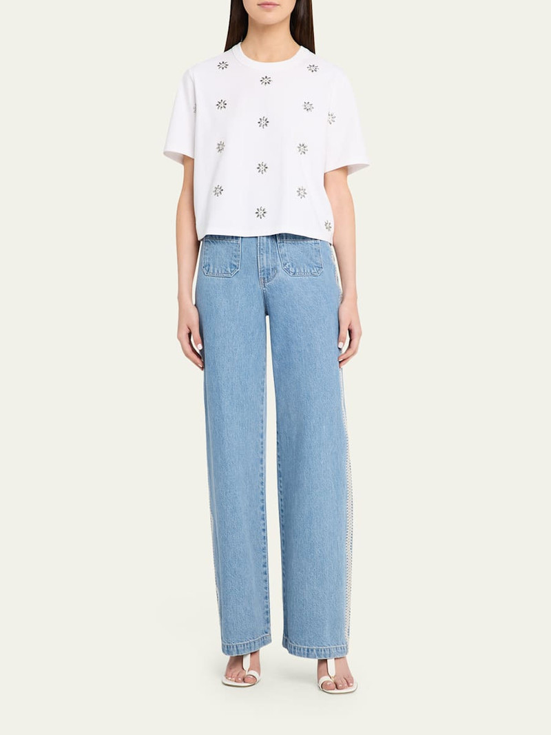 VERONICA BEARD Taylor Embroidered Patch-Pocket Straight-Leg Jeans outlook
