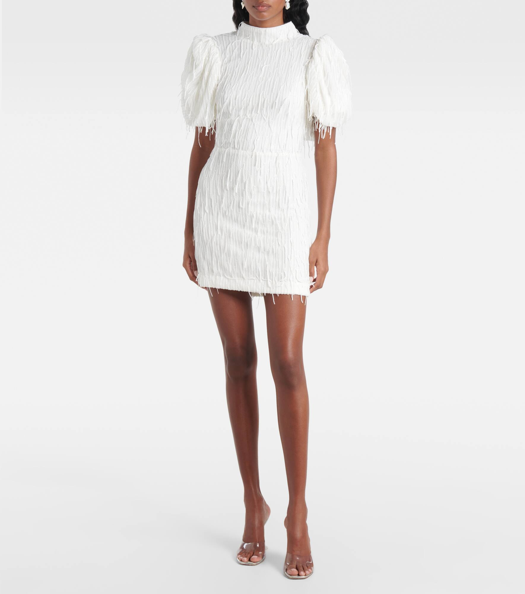 Bridal sequined puff-sleeve minidress - 2