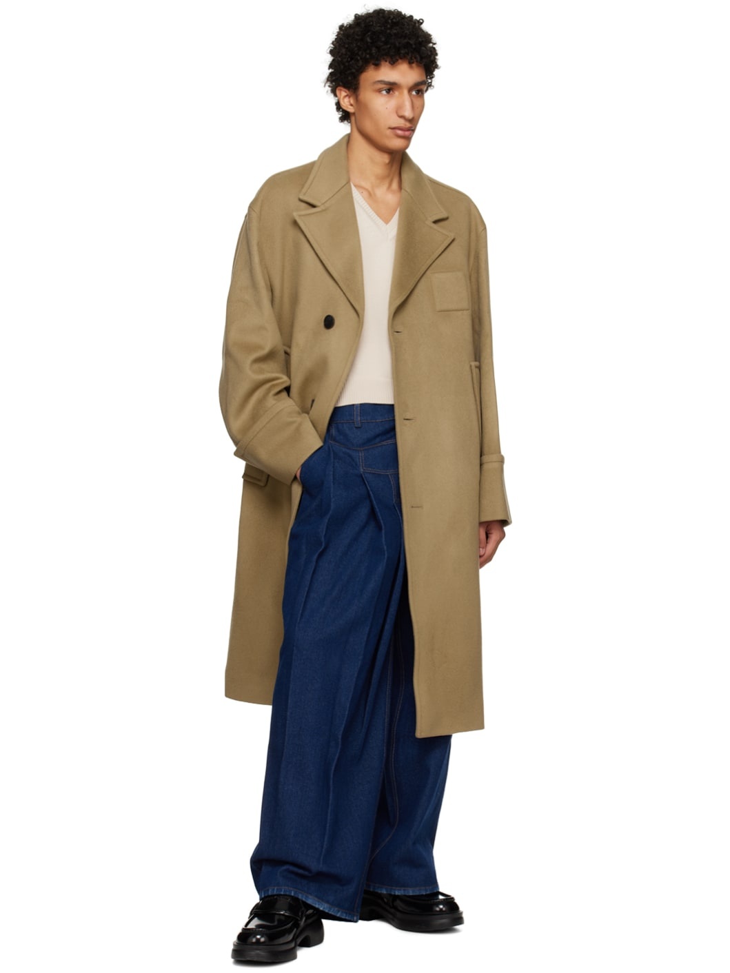 Khaki Single-Breasted Coat - 4