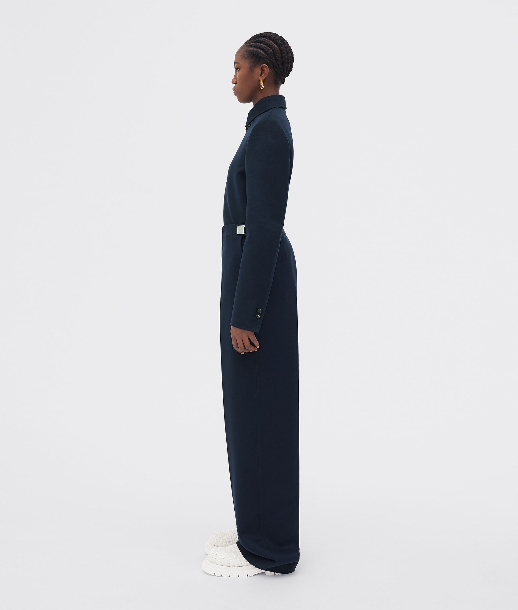 wool flannel wide leg trousers - 2