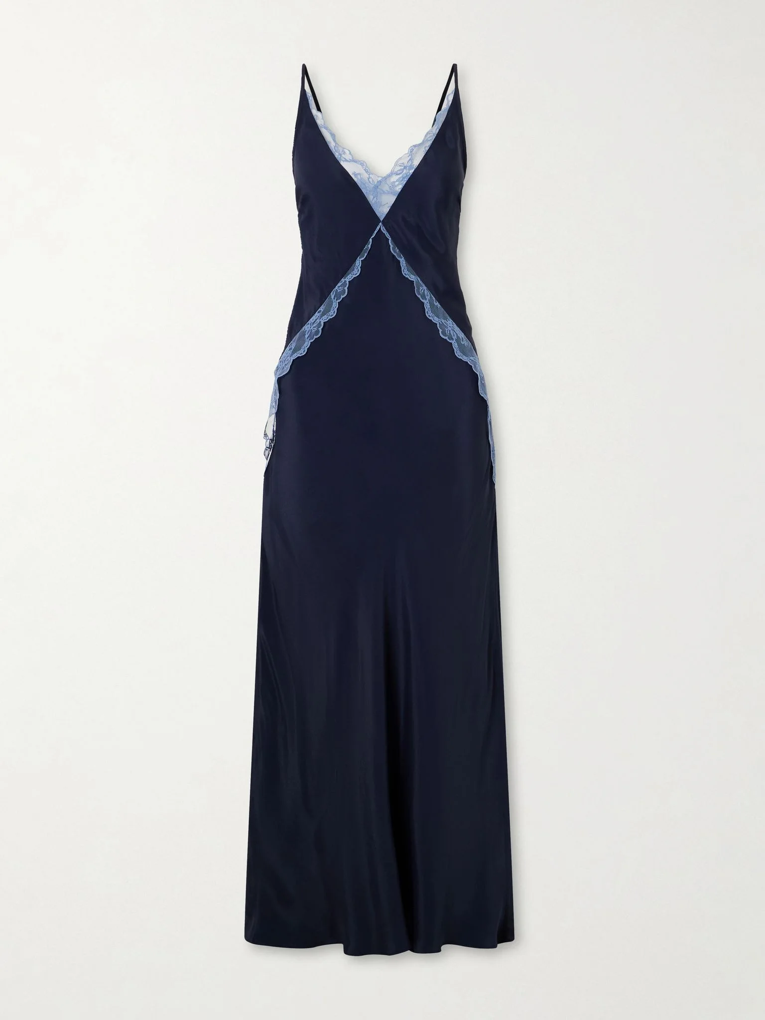 Elsie lace-trimmed crepe gown Navy - 1