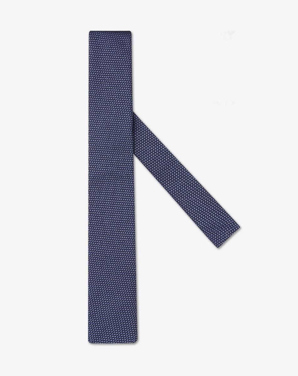 Denim blue brushed silk tie - 1