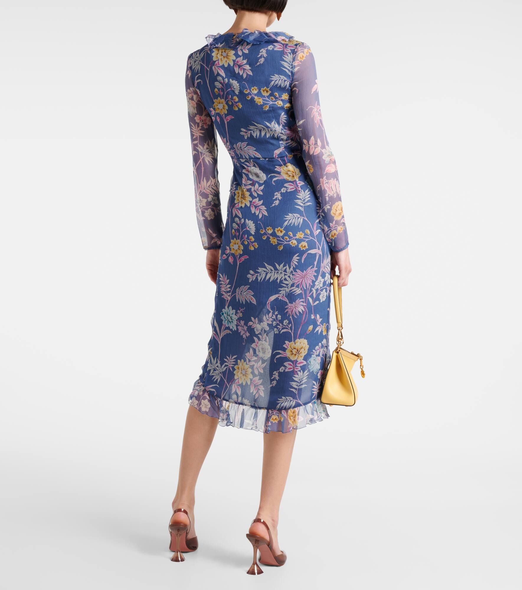 Floral silk wrap dress - 3