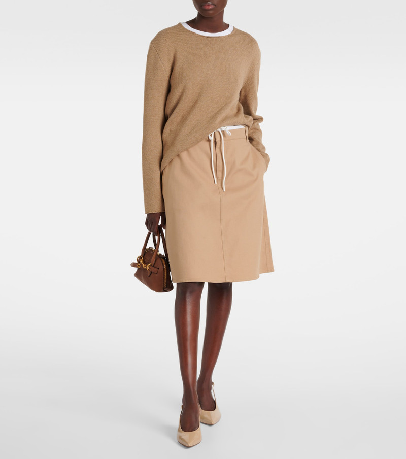 Vince Layered cotton twill midi skirt outlook
