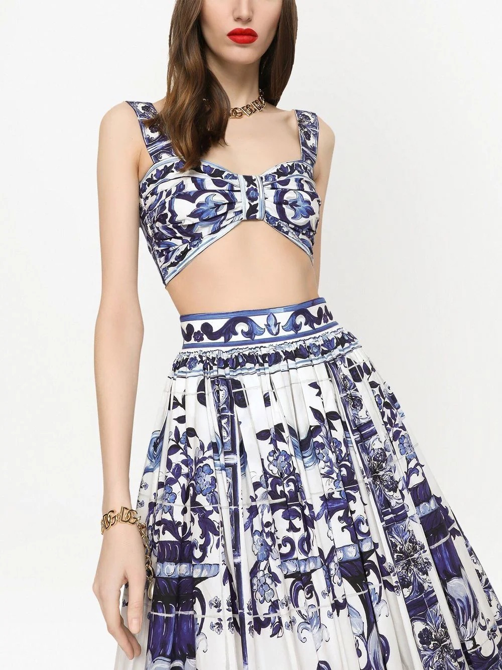 Majolica-print cropped top - 5