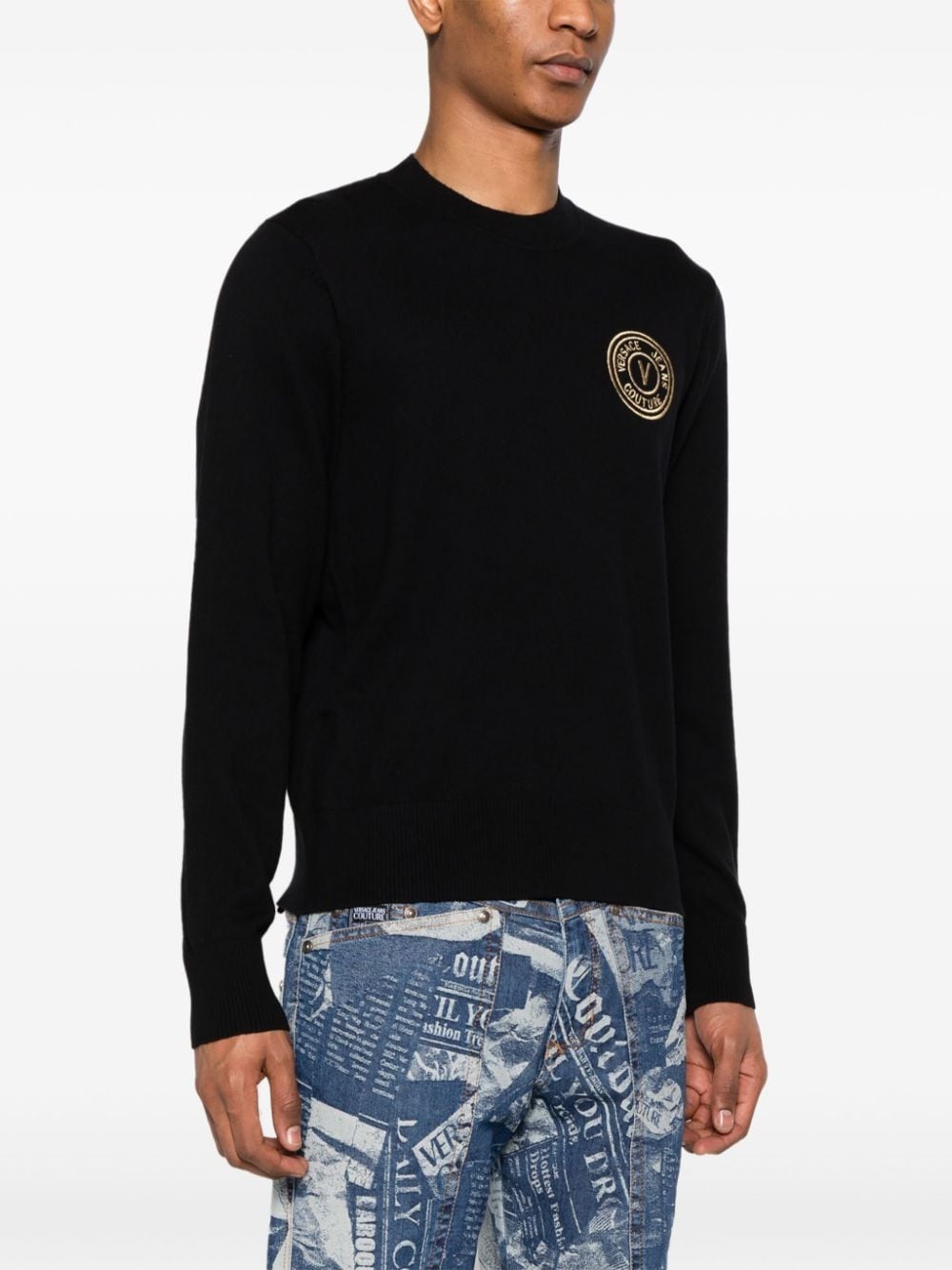 logo-embroidered crew-neck jumper - 3