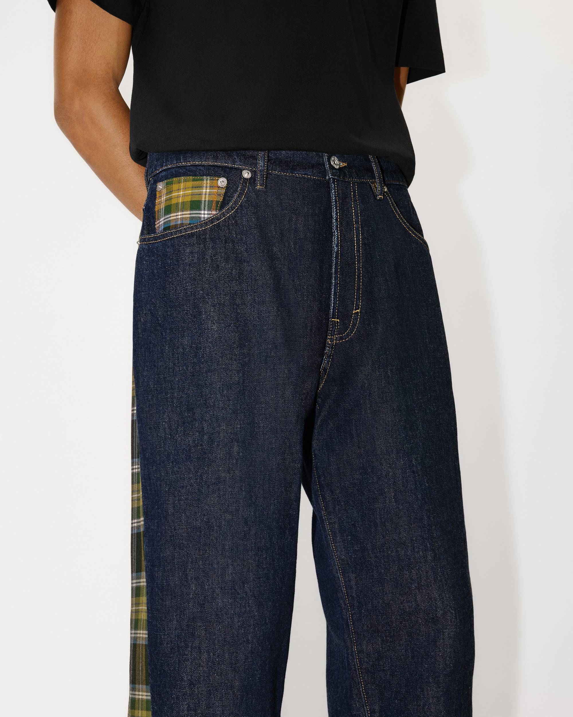 Patchwork checked denim jeans - 6