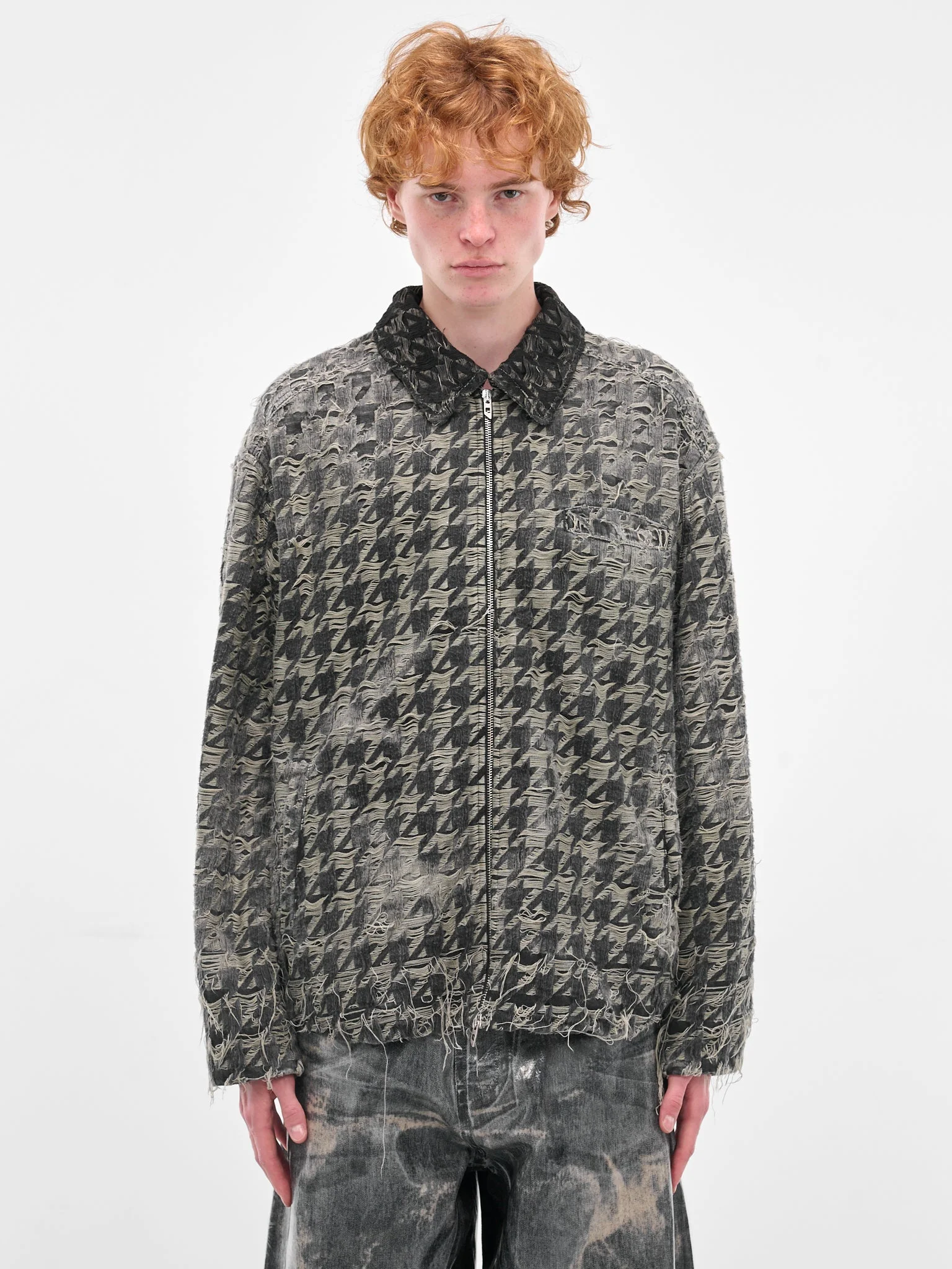 Black De-Elmo-Fsh Laser Houndstooth Jacket - 1