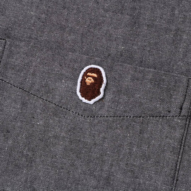 A BATHING APE® BAPE One Point Relaxed Fit Chambray Shirt 'Black' outlook