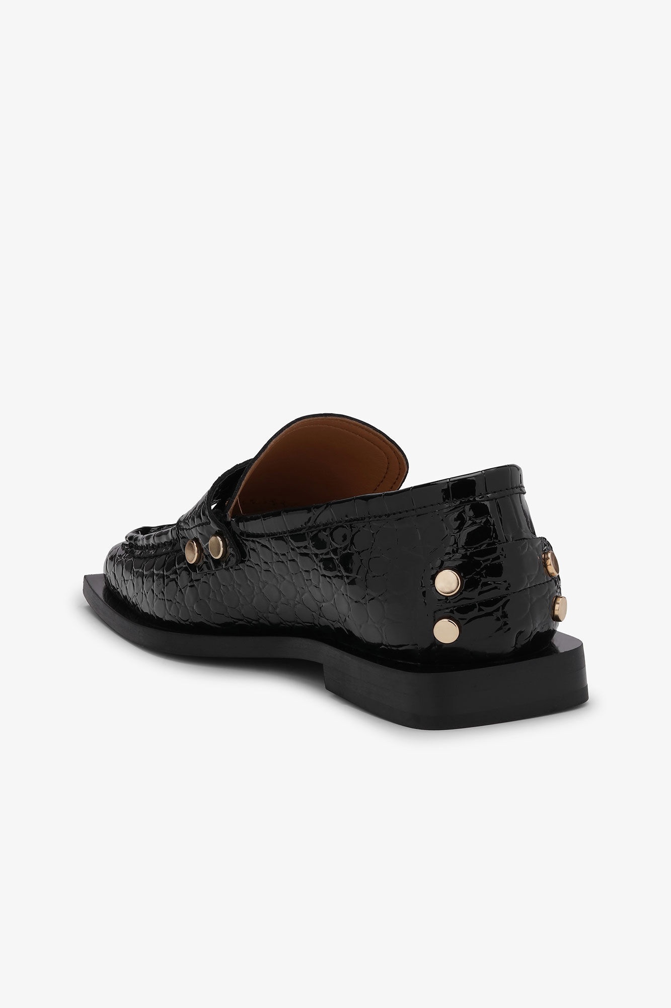 BLACK CROCO STUDDED LOAFERS - 3