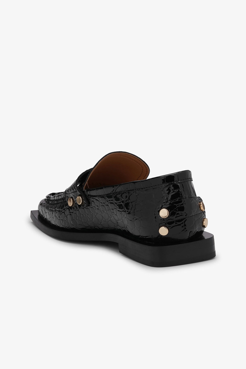 BLACK CROCO STUDDED LOAFERS 3