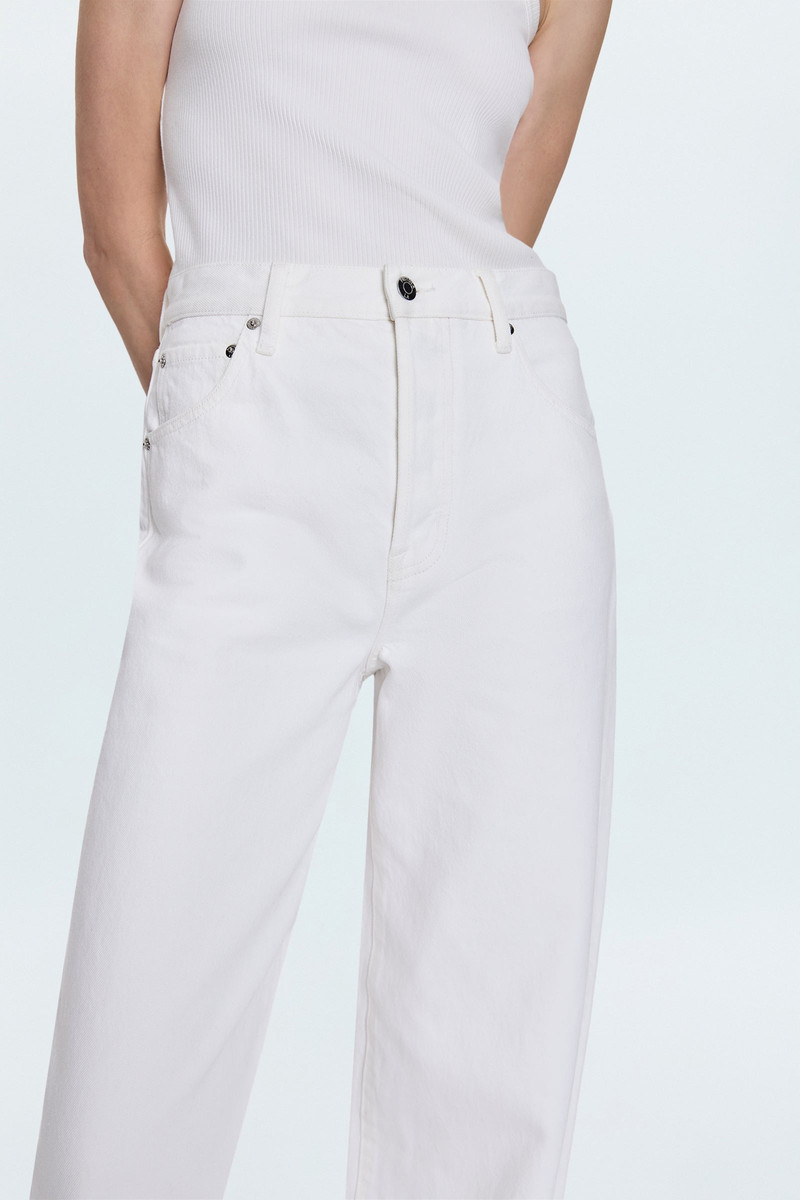TATE HIGH RISE BOWED WIDE LEG JEAN - PAPER WHITE 5