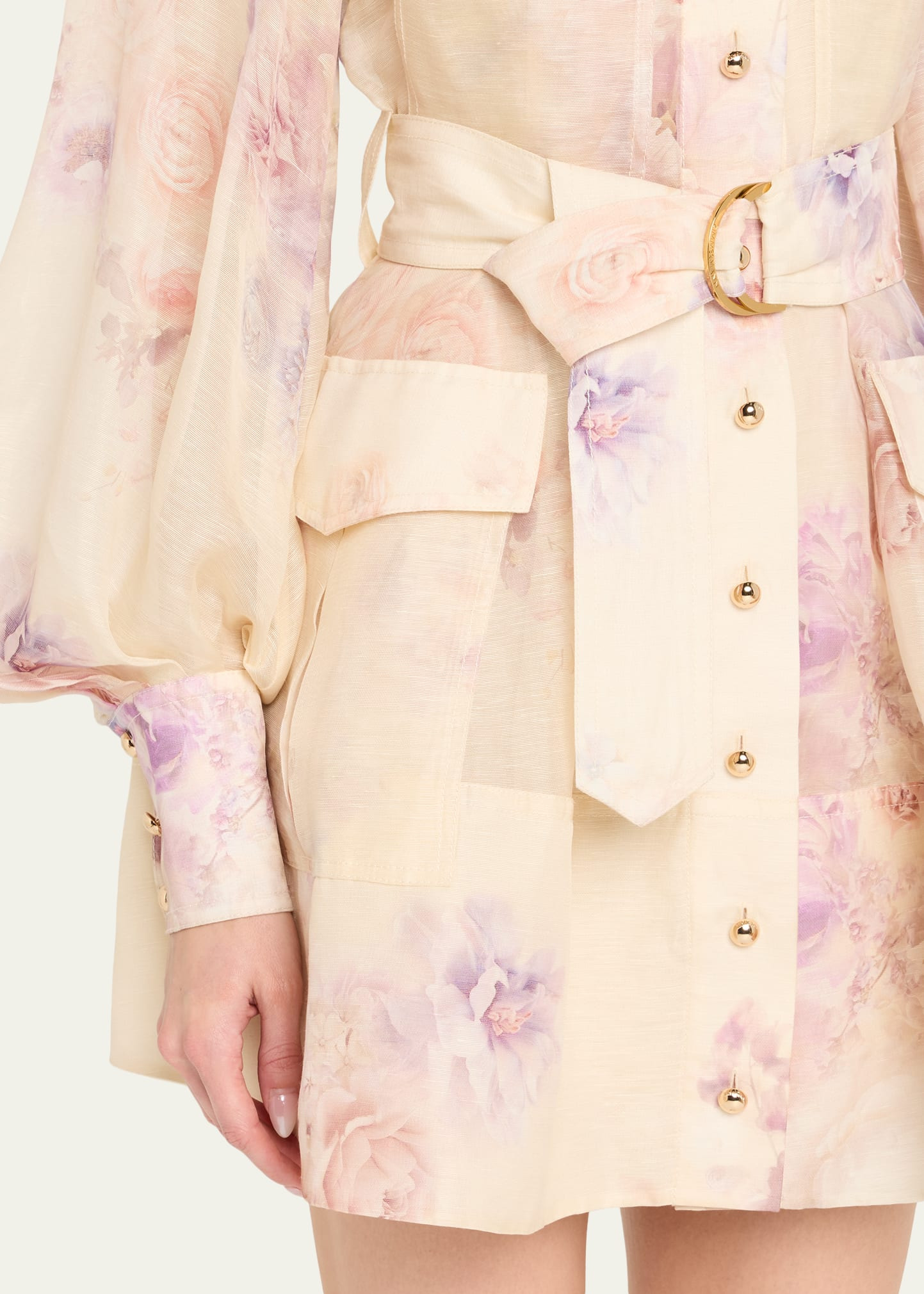 Floral Long-Sleeve Utility Mini Dress - 5