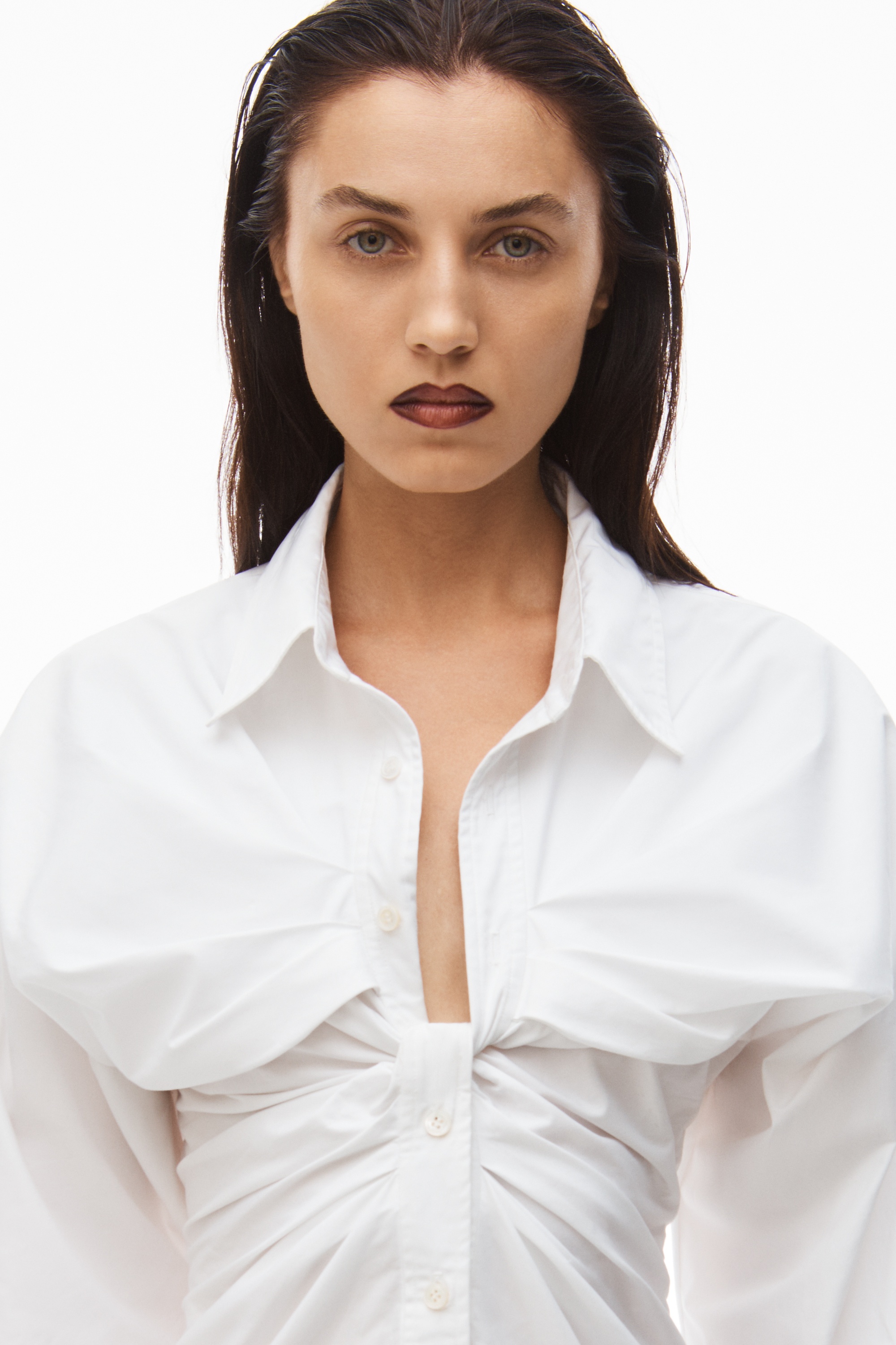TWIST FRONT SHIRTDRESS IN COMPACT COTTON - 4